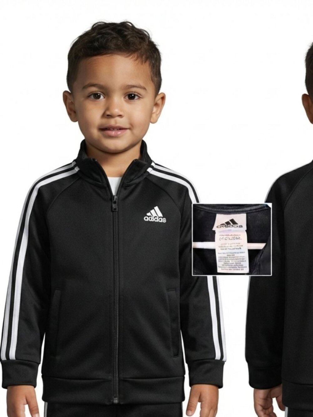 Adidas Toddler Boy Long Sleeve Black Track Jacket with Front Pockets - 2T
